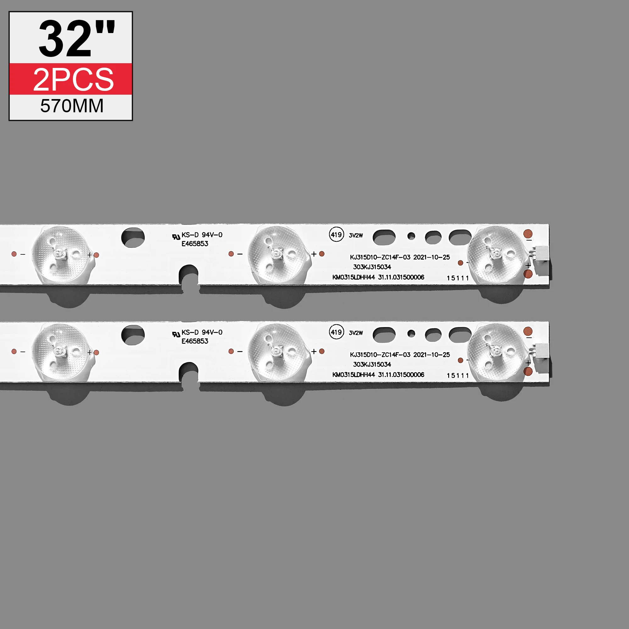 

2PCS/set LED strip E348423 KJ315D10-ZC14F-03-02 303KJ315031 D227PGHBYZF6A E32D1900 JAV LED32HD330 KB0315 MK-8188 10 LEDs 570mm