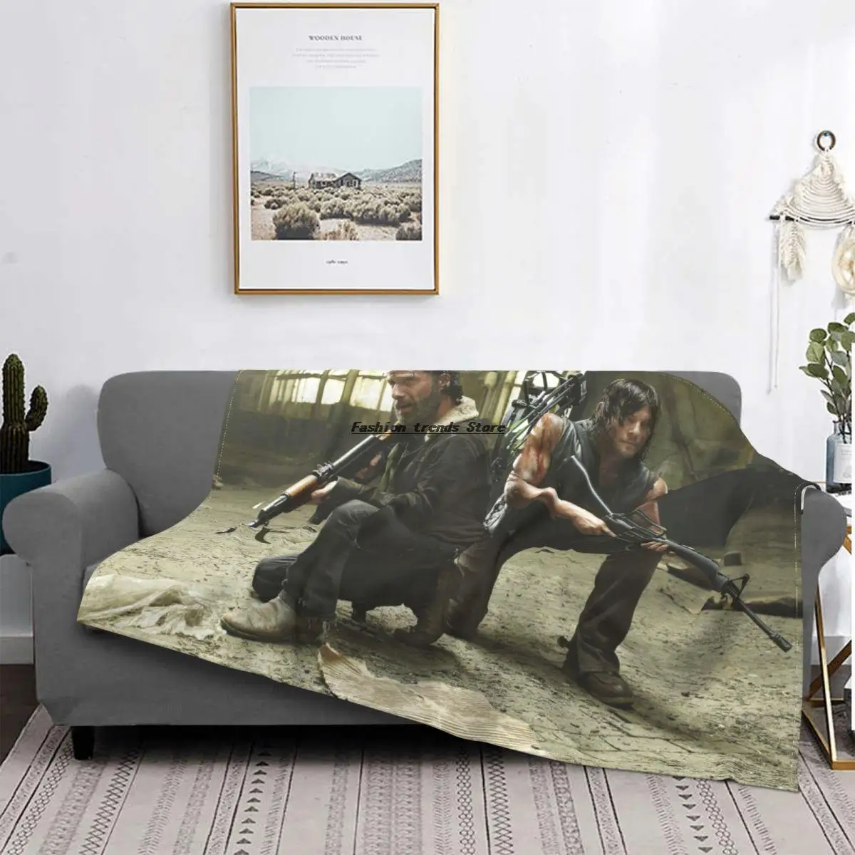 

Rick Grimes Daryl Dixon Flannel Blanket The Walking Dead Funny Throw Blanket for Home Hotel Sofa 150*125cm Quilt