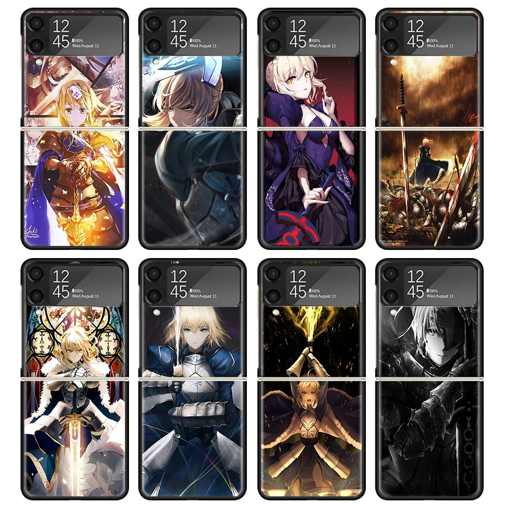 Чехол Fate Zero Stay Night Saber для Samsung Galaxy Z Flip 4 5 3 z Flip5 Flip4 5G жесткий чехол телефона Flip3