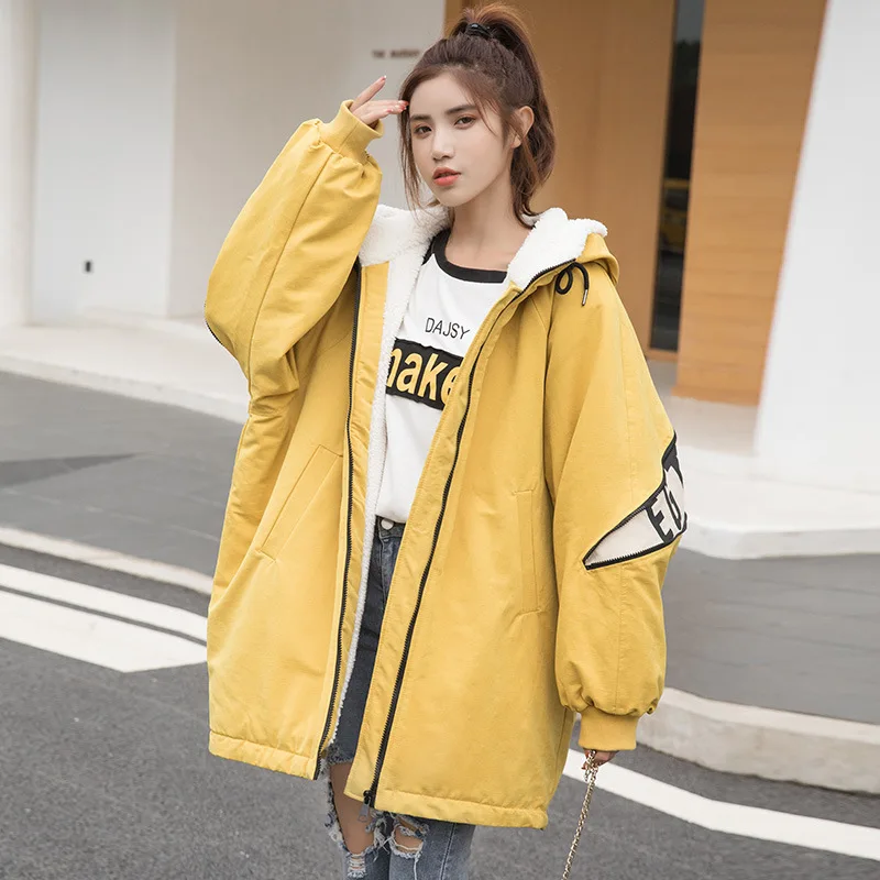 2022 Winter Bomber Jacket Women's Parkas Hooded Down Cotton Padded Coats Hip Hop Cotton Jackets Casual Thick Parka Warm Outwear