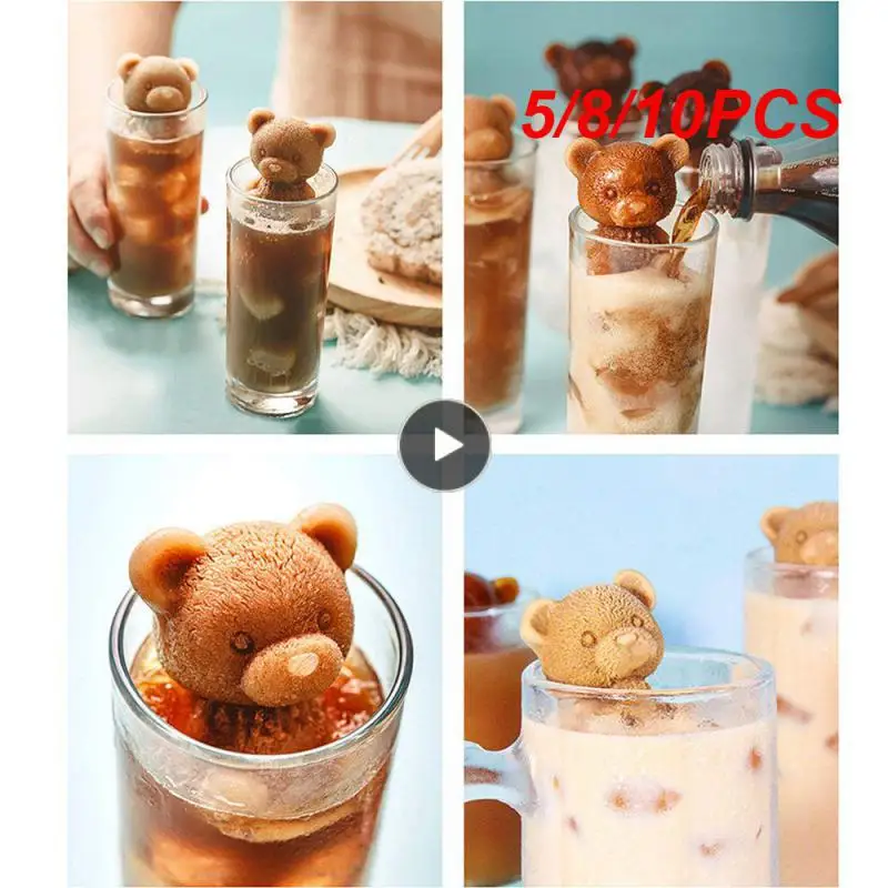 

5/8/10PCS Food Grade Diy Drinks Bear Shape Mold Kitchen Tool Household Ice Maker Ice Cream Coffee Ice Mold