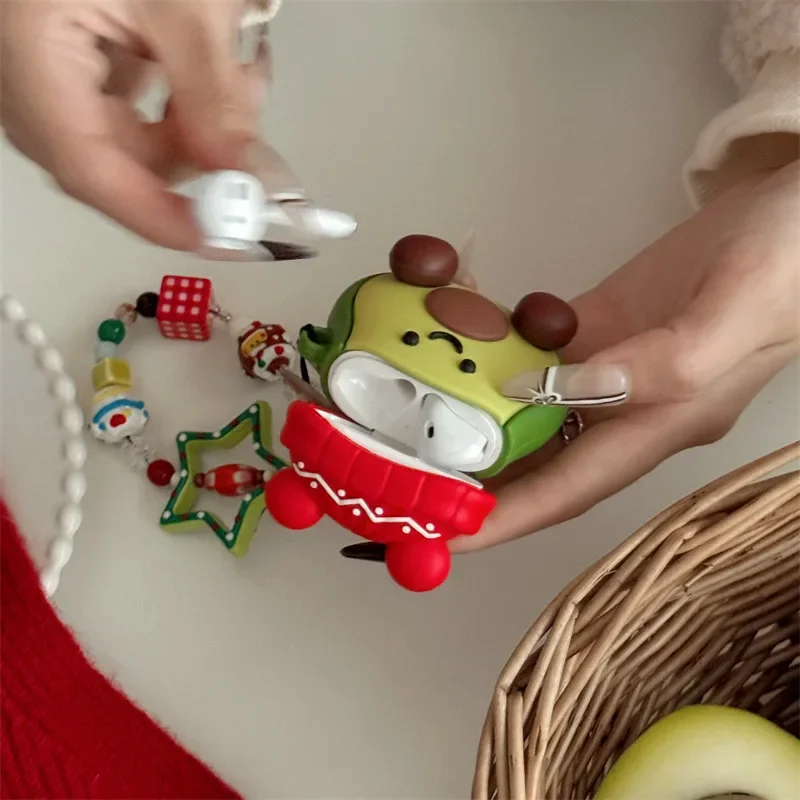 Милый рождественский чехол с авокадо для AirPods 4 Airpod 1 2 3 Pro Pro2 Bluetooth-наушники