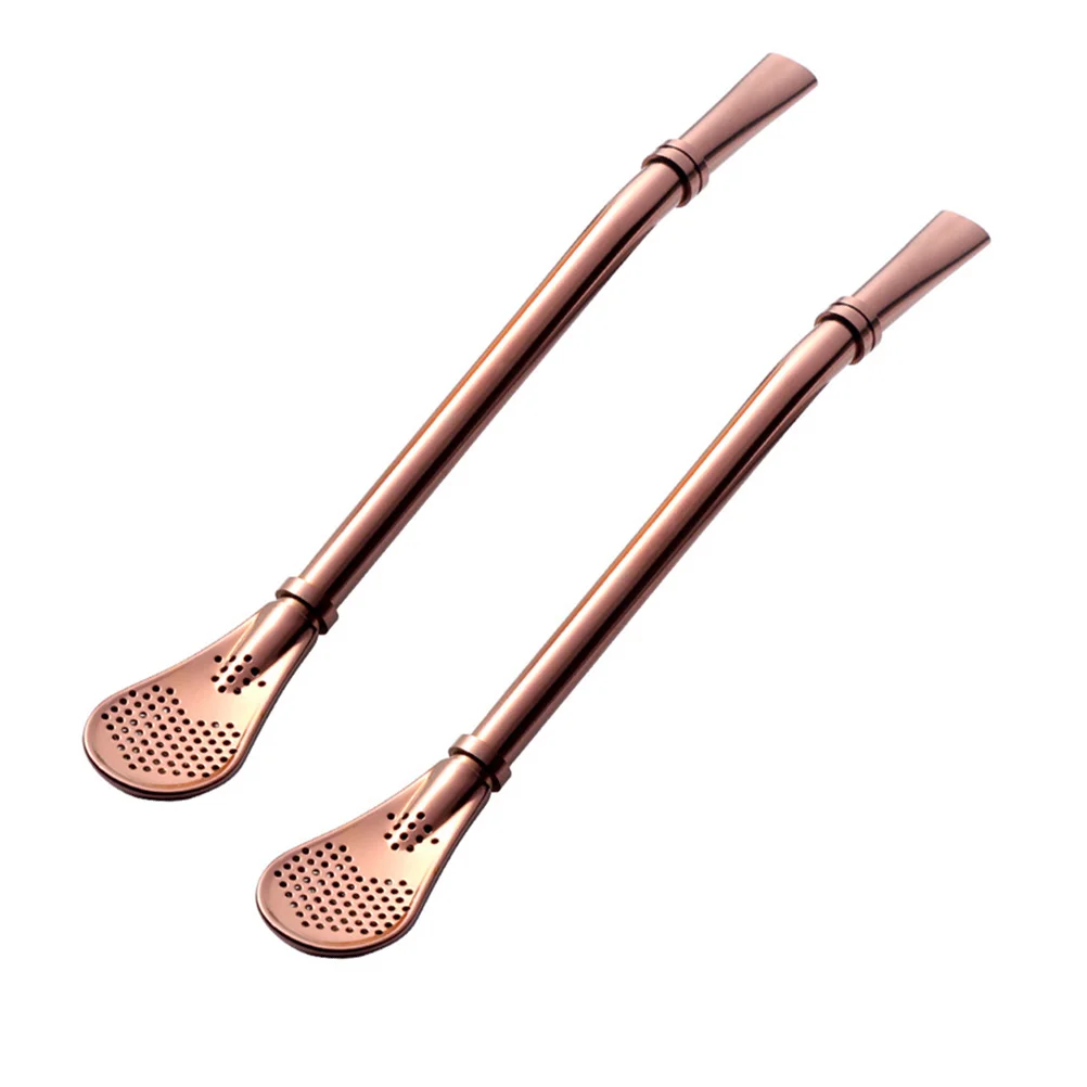 

2pcs Straws Spoon Creative Durable Multifunctional Creative Filter Stir Spoon Straws Spoon for Tea