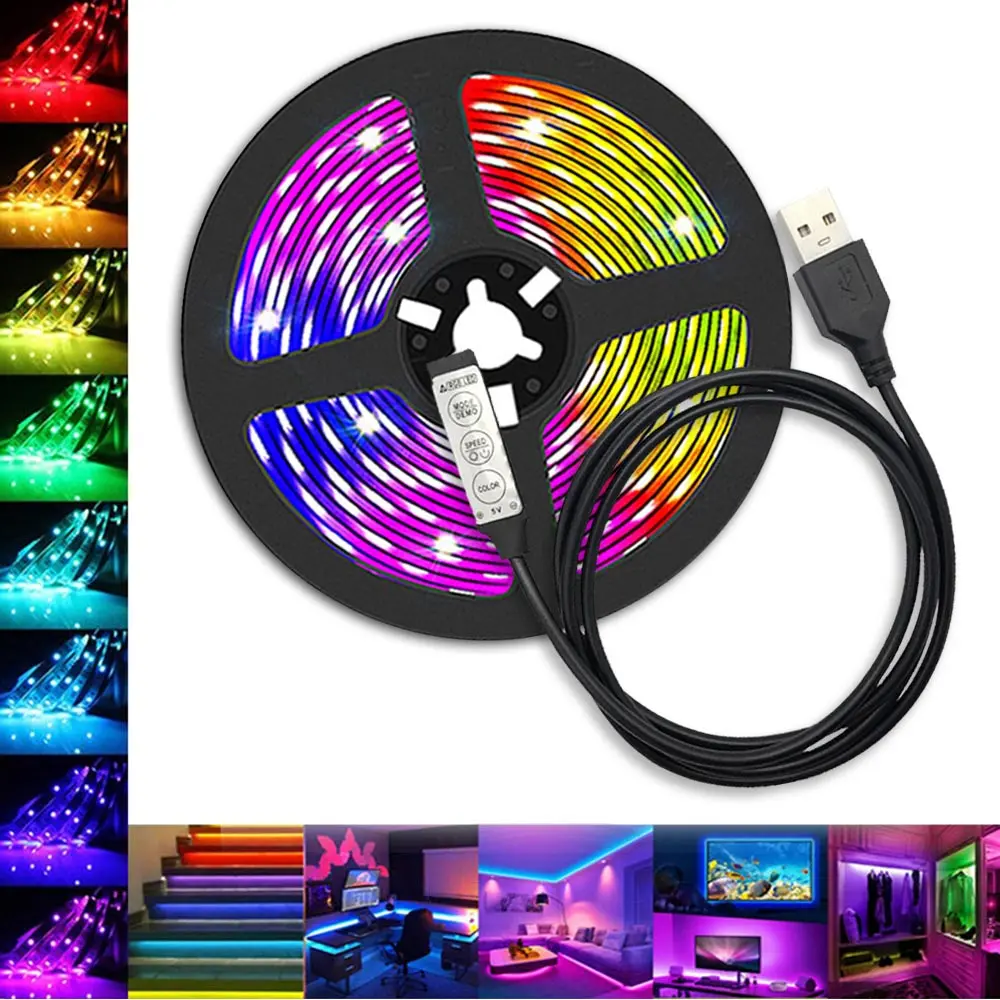 

5V RGB 2835 Bluetooth LED Strip Lights Control USB Flexible LampTape Ribbon Diode For TV Desk Festival Room Luces Computer Luz