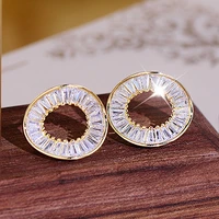 juwang bling aaa zircon exquisite round earrings micro inlaid top quality cz earrings for women temperament minimalist ear stud