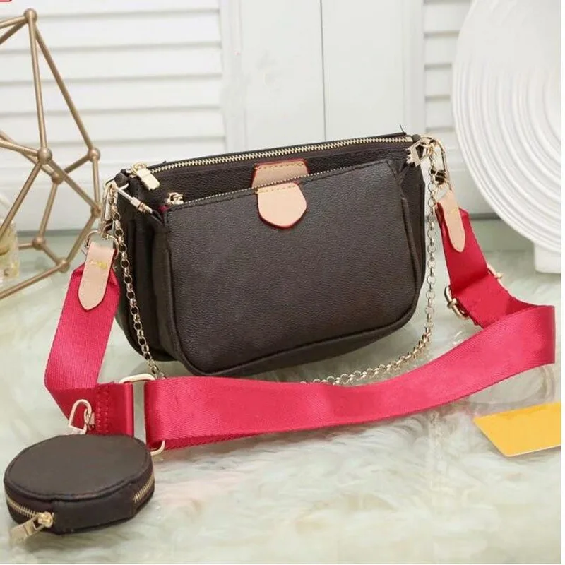 

designer luxury handbags purses Women favorite mini pochette 3pcs accessories crossbody bag vintag shoulder bags leather multi A