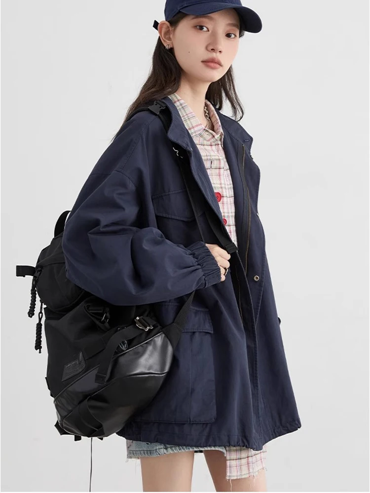 Женская винтажная куртка с воротником-стойкой