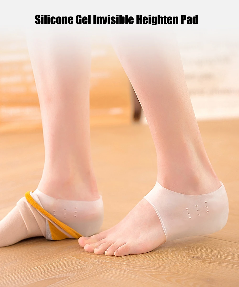 Invisible Height Increased Insoles for Men Women Shoes Height Lift Taller Inserts Breathable Silicone Heel Heightening Shoe Pads