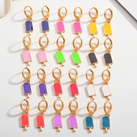 korean cute girls colorful sweet funny ice cream earrings women fashion high quality enamel hoop earrings jewelry gift wholesal