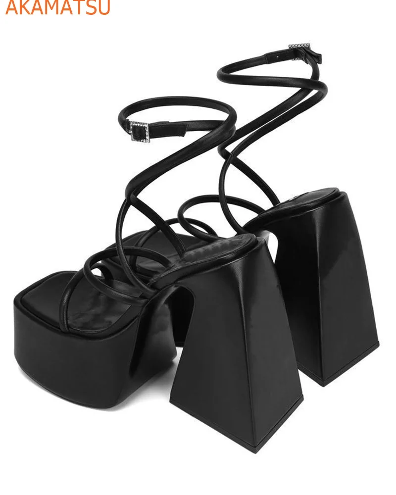 

Square Toe Strange Style Women Sandals Straight Strap Solid Slingback Buckle Strap Summer Fashion New Arrivals Women Shoes