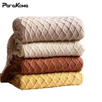 parakoma faux cashmere sofa blanket cover nordic style knitted plaid throw tassels bedspread golden blanket for beds serape