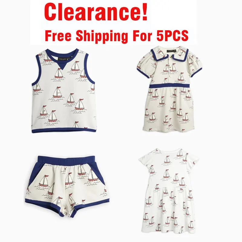 

Распродажа, Брендовое платье MR для маленьких девочек, летняя детская футболка с мультяшным изображением парусника и вишни, детский топ, вер...