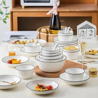 4 55 inch nordic white ceramic plates and soup bowls set kitchen dinner plate sets tableware set plates dishes diamond texture