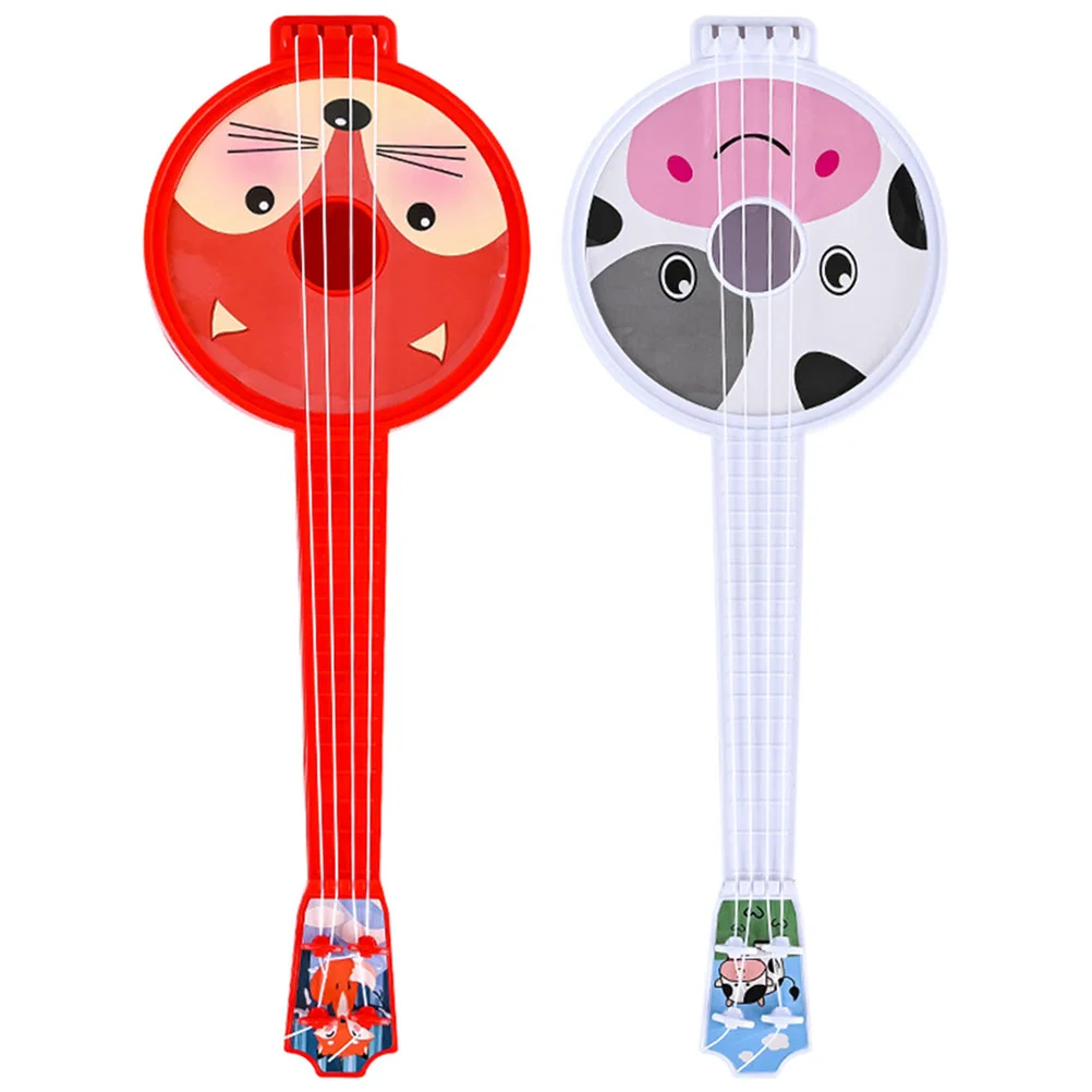 

2 Pcs Early Education Ukulele Toy Musical Instrument Boy Guitar Beginner Plastic Kids Toddle