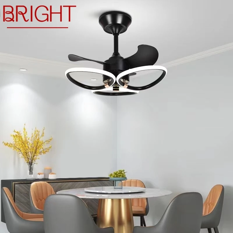 

BRIGHT Modern Ceiling Fan Lights Creative Simple Vintage LED Lamp 3 Colors With Remote Control for Home Living Room Bedroom
