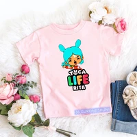 2022 kawaii children%e2%80%99s t shirts funny toca world video game cartoon print toddler tshirt summer fashion girls pink t shirts tops