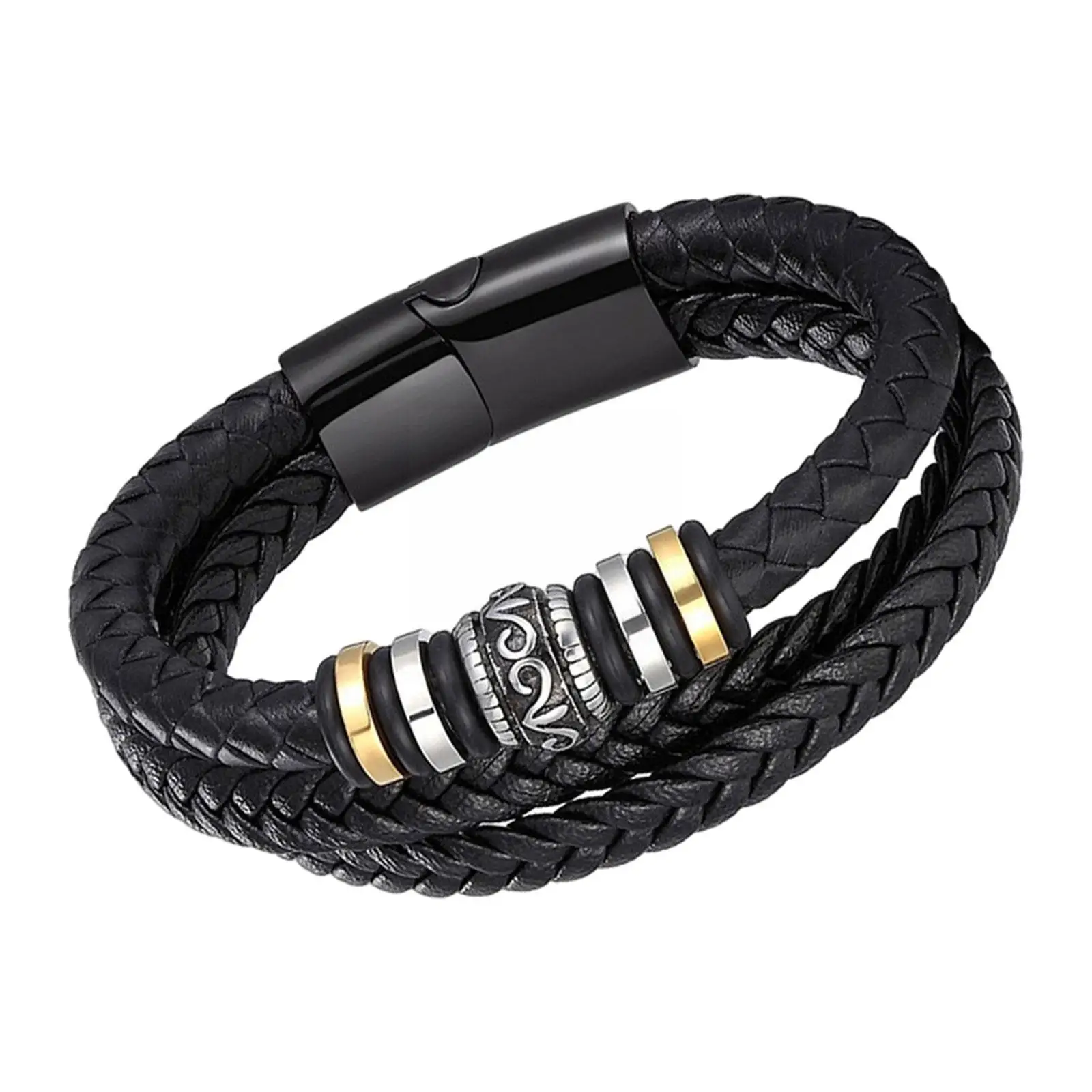 

Men Son/Dad Bracelet Leather Braided Wristband Bracelet Day Wrap Gift Festival 2023 Father's Father Gifts S2P1