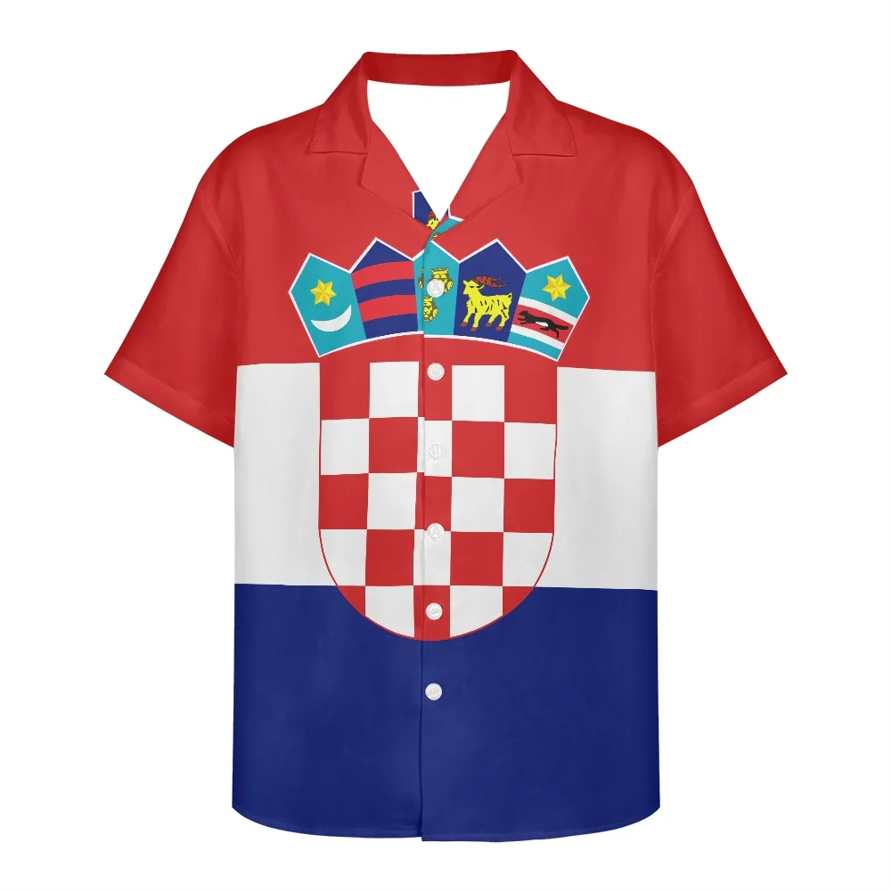 

Croatia Flag Design Pattern Summer Vintage Fashion Casual Short Sleeve Hawaii Shirts For Men Camisa Masculina Holiday Party NEW