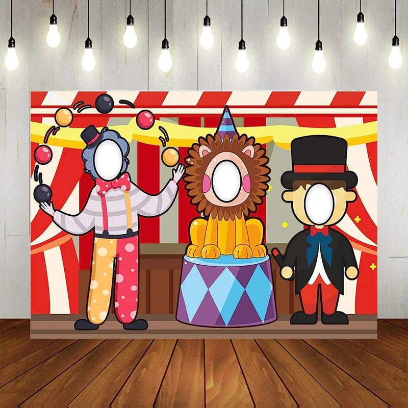 

Circus Troup Photo Banner Background Booth Props Pretend Play GameTheme Decor Kid Carnival Circus Birthday Party Decorations