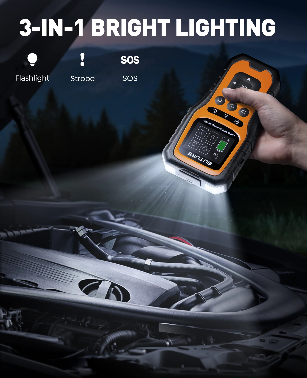 Автомобильный стартер BUTURE 5000A с полной диагностикой OBD, пусковое устройство 16800 мАч, уличные фонари для кемпинга, аварийные усилители (art.: 3920d359c8cd0) - 3920d359c8cd0