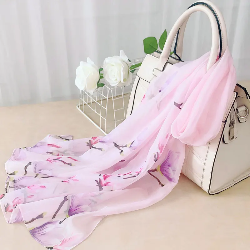 

Silk scarf women spring and autumn thin summer seaside sunscreen beach scarf one