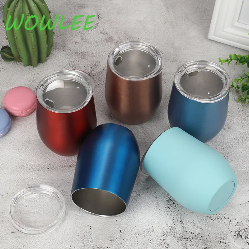 

12oz Stainless Steel Wine Tumbler with Sealed Lid Vacuum Thermo Beer Mug Cup Champagne Party Bridemaid Graduation Gift