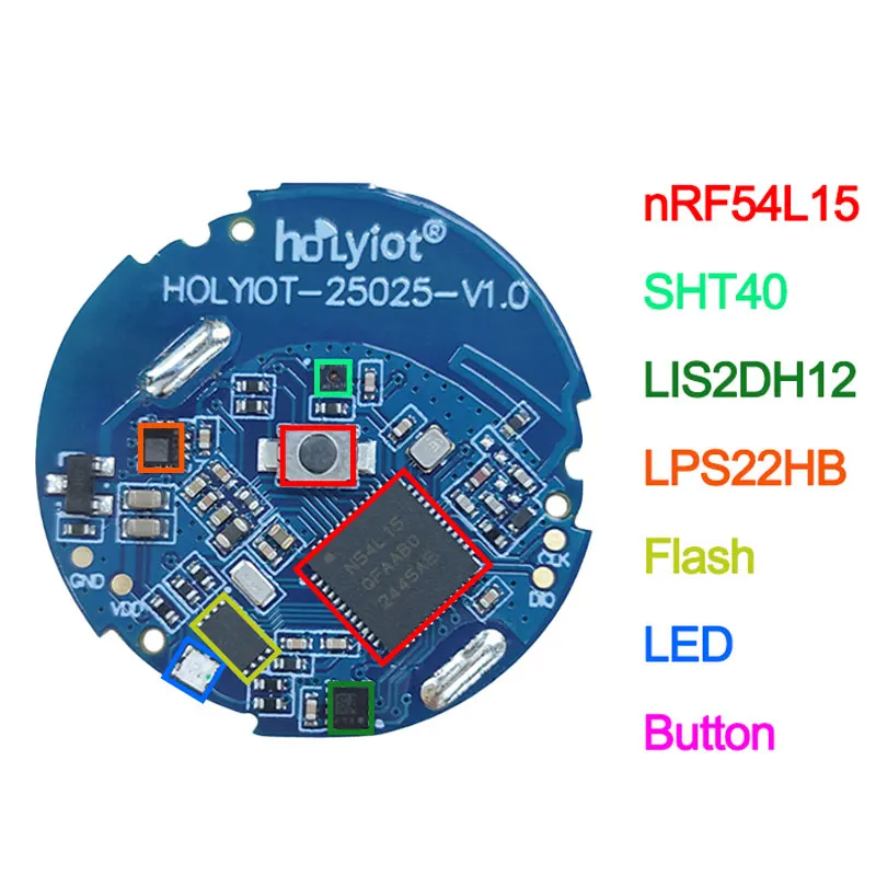 Фото Holyiot nRF54L15 Ble Beacon с акселерометром/температурой, влажностью/барометром, низким энергопотреблением, Bluetooth 6,0 Beacon, устройство IoT №2