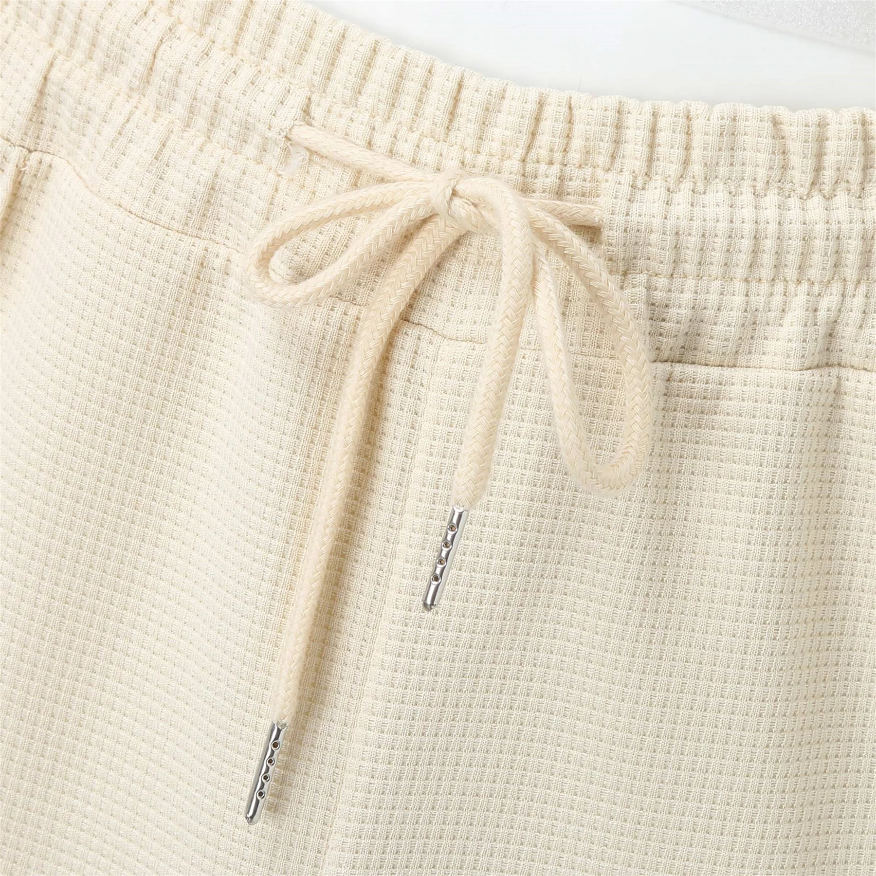 2023 Spring and Autumn Waffle long sleeve + sweatpants men's crewneck sweatshirt men's street vintage 2-piece set