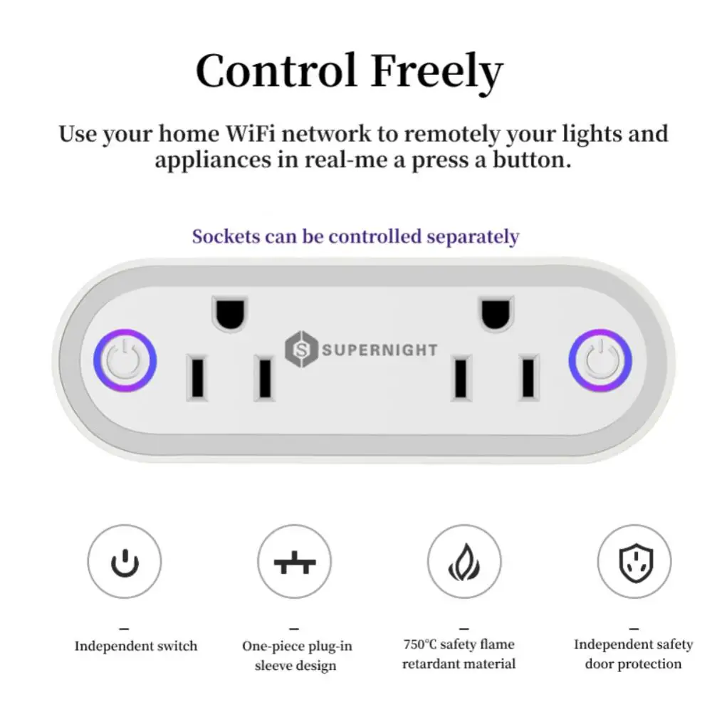 

Умная розетка с Wi-Fi, таймером и голосовым управлением