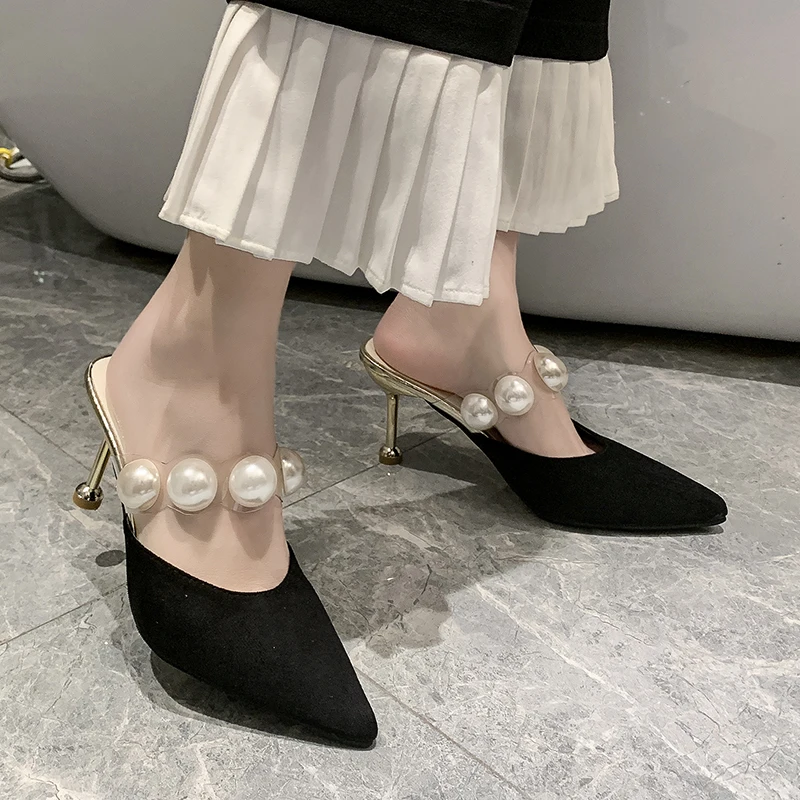 

Pearl Black Sandals Women‘s 2022 Slippers Woman Mules Heels Womens Outdoor Slippers Most Sold Products Woman Mules Lady Slides