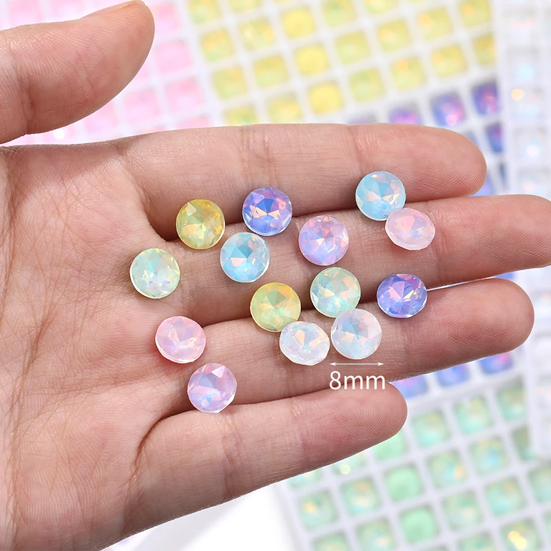 Круглые стеклянные стразы 8 мм для украшения поделок аксессуары заостренные