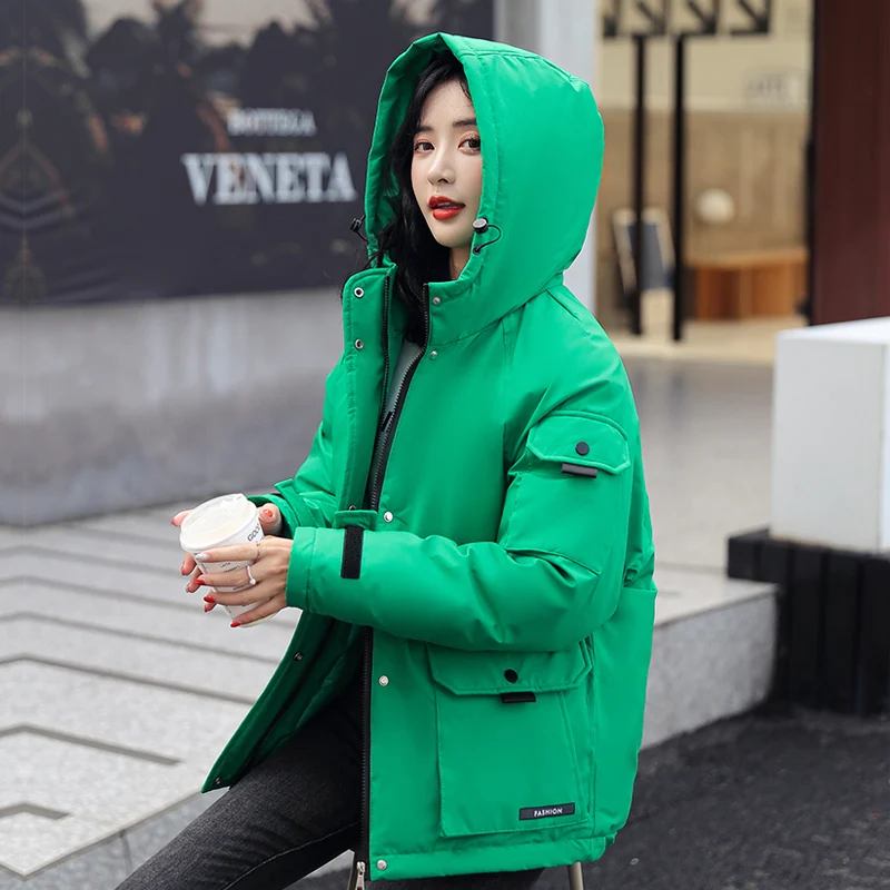 Women's Winter Oversize Jacket Down Cotton Padded Coat Female Loose Casual Overcoat Female Fashion Hooded Short Parkas