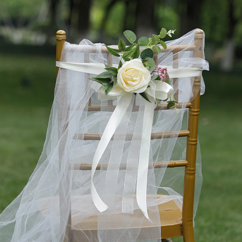 

Artificial Flowers Bouquet Fake Flowers For Wedding Chair Back Decoration Photography Props