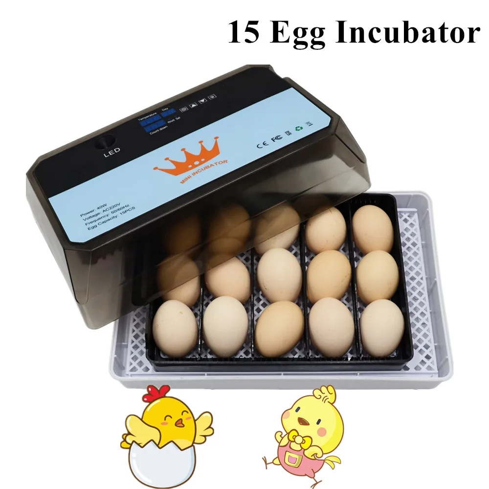 Full Automatic Egg Incubator Farm Chick Hatchery 15 Egg Brooder Multifunction Egg Turning Motor Hatchery Poultry Tools