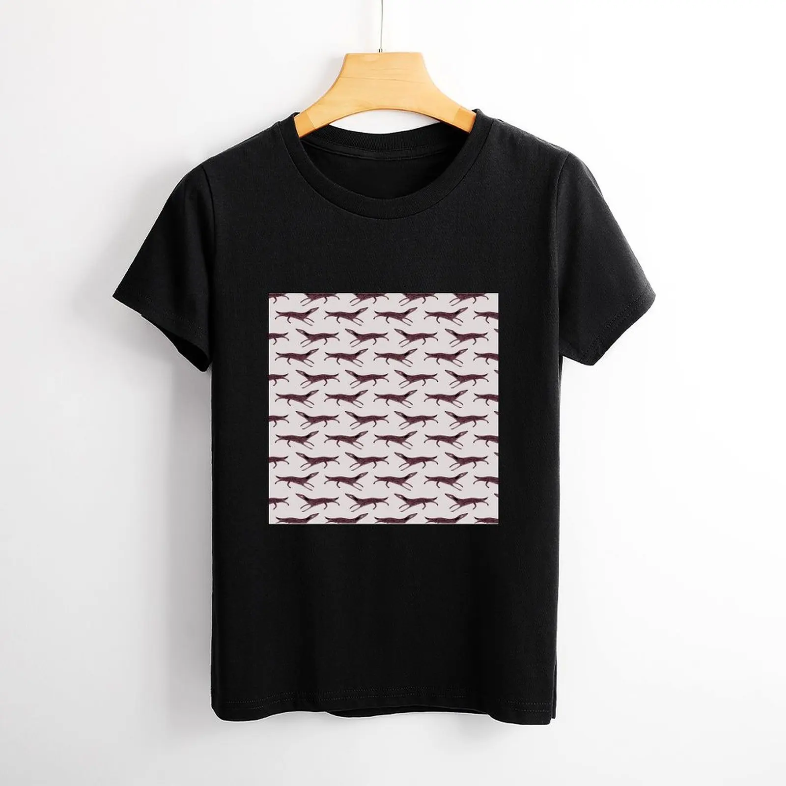 

2023spring Women's T-shirt Fashion Sexy Dogs t-shirts with Orange Flowers Fresh Blossom Clothes