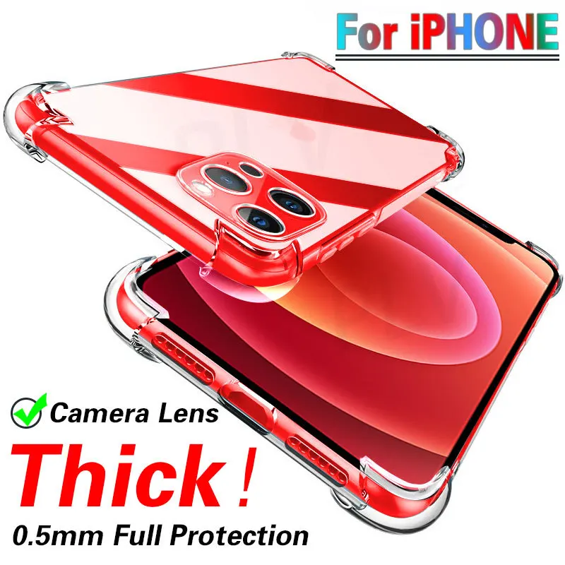 

Shockproof Case for IPhone 11 Pro 12 13 Mini X s XR XS Max 6 6S 8 Plus 7 Cases Transparent Funda Phone Coque Silicone Back Cover