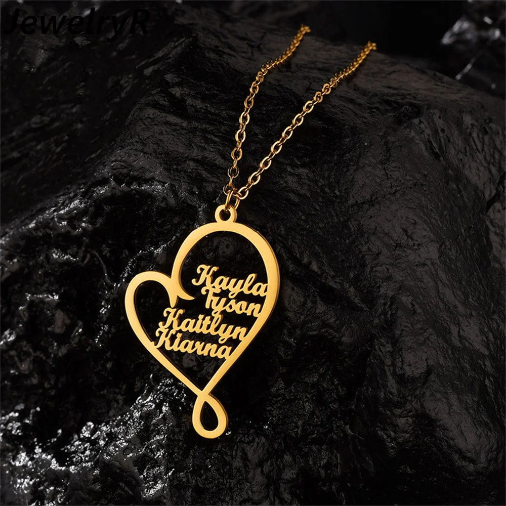 

JewelryR Custom Heart Shape Necklace Personality Stainless Steel Hollower Nameplate Pendant For Women Jewelry Anniversary Gift