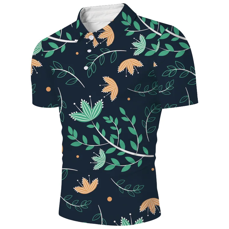 

Summer Fashion Men's Social Shirts Turn-down Collar Buttoned Shirt Casual Print Short Sleeve Tops Mens Clothing S-3XL