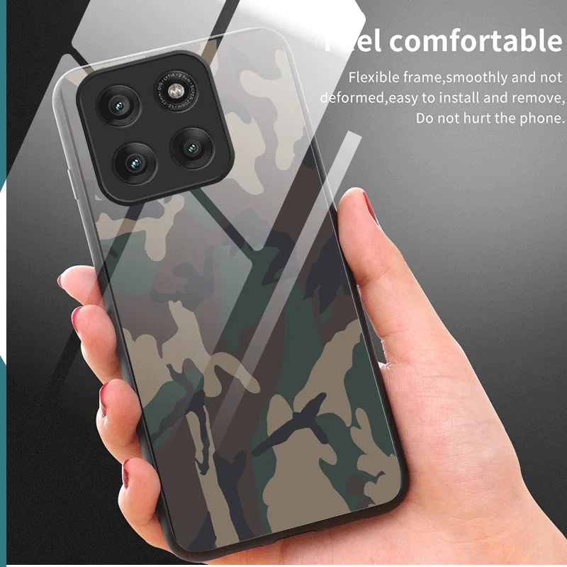 Фото Чехол из закаленного стекла для Motorola Moto Edge 70 Pro Fusion, защитный чехол с камуфляжным рисунком, задняя крышка, чехол-футляр №2