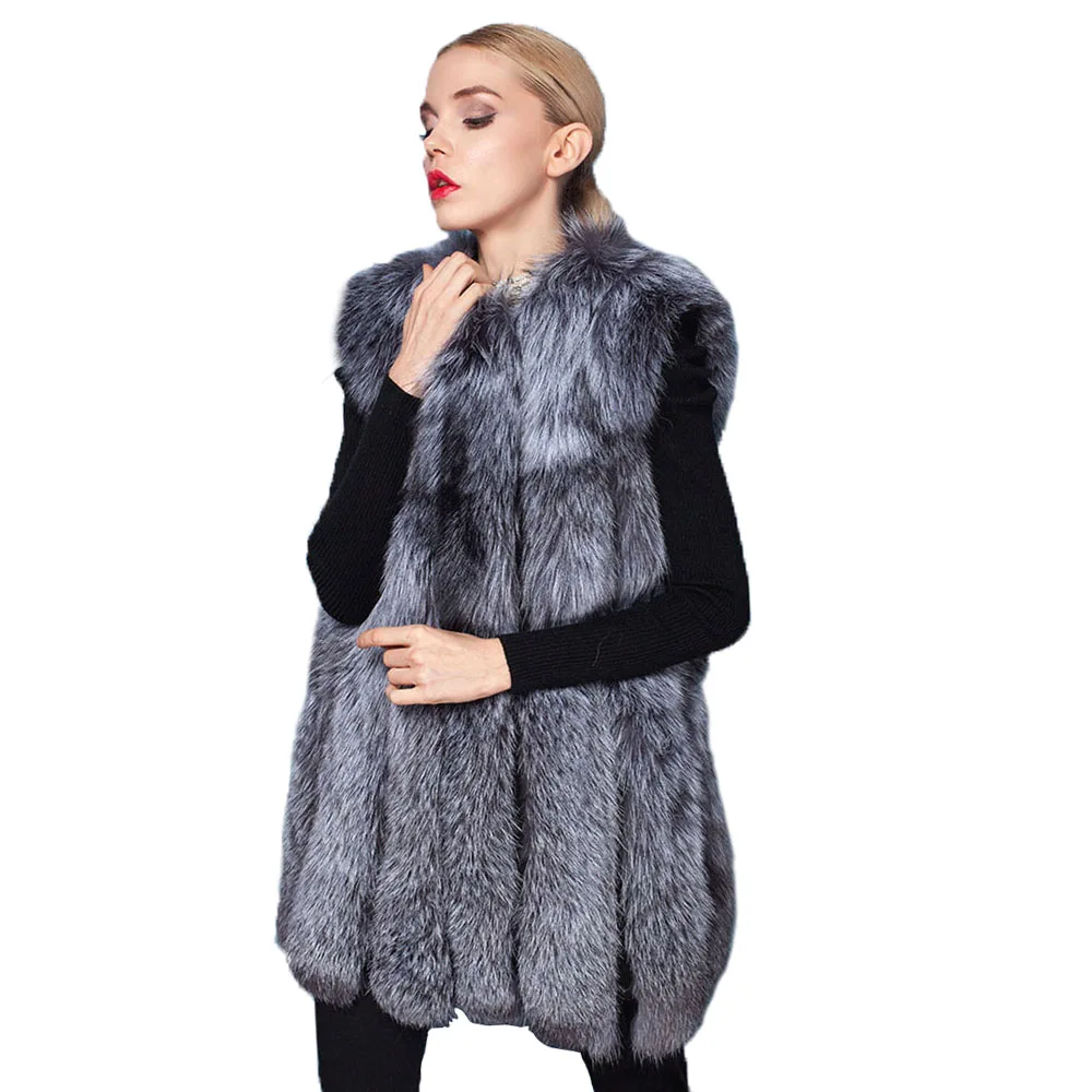 Женский Длинный жилет в полоску Повседневная теплая безрукавка из натурального