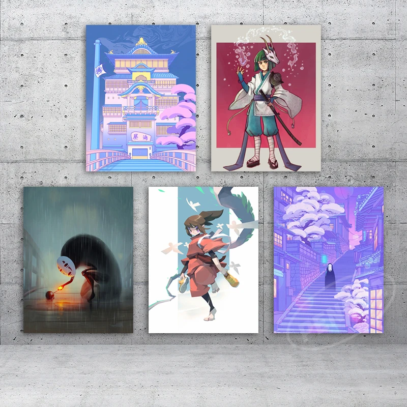 

Wall Art Spirited Away Canvas Animation Film Home Decor Japan Hayao Miyazaki Painting Print Posters No Frame Picture For Bedroom