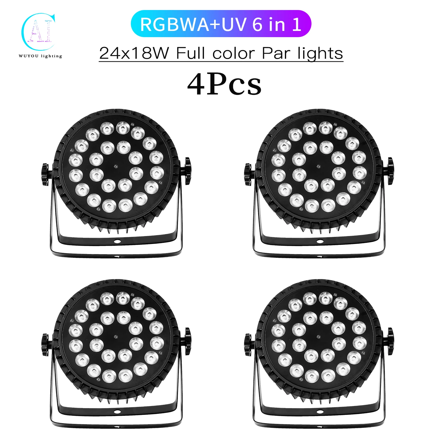 

4Pcs/Lots 24x18W RGBWA+UV 6 in 1 LED Par Light Aluminum Flat Stage Light DMX512 Control DJ Disco Party Bar Stage Lighting