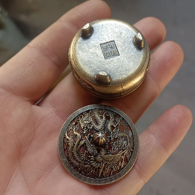 Карманная полая курильница с драконом и фениксом латунный держатель для