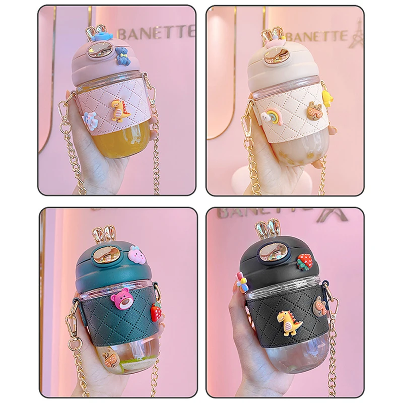 

Cute Children Water Bottle Girls Kawaii Rabbit Kettle with Straw Summer Large Capacity Plastic Drinking Bottle Hydro Flask