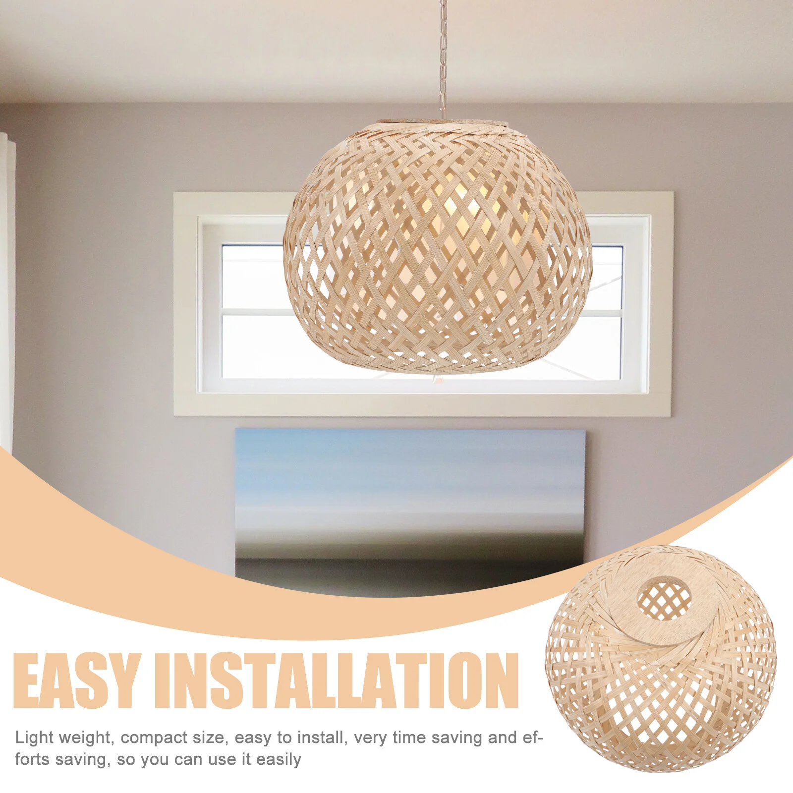 

Bamboo Lampshade Light Ceiling Lights Cover Rattan Pendant Light Lampshades Boho Hanging Pendant Woven Country Style