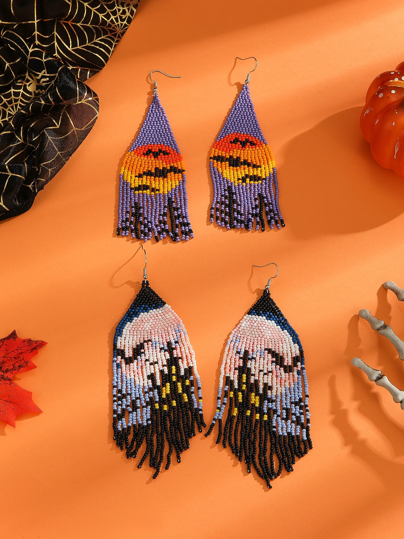 1 пара замки в стиле Хэллоуина стеклянная летучая мышь плетеные серьги ручной