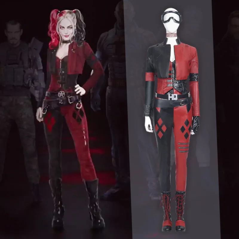Movie Anime Harleen Cosplay Quinn Costume Monster Jacket Harley Pants Vest Gloves Set Halloween Christmas Women New Year Clothes