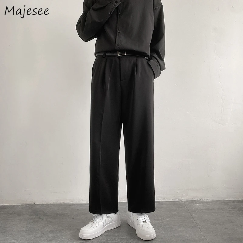 

Pants Men Straight Ins All-match Black All-match Ulzzang Soft College Casual Streetwear Handsome Штаны Simply Fashion Popular
