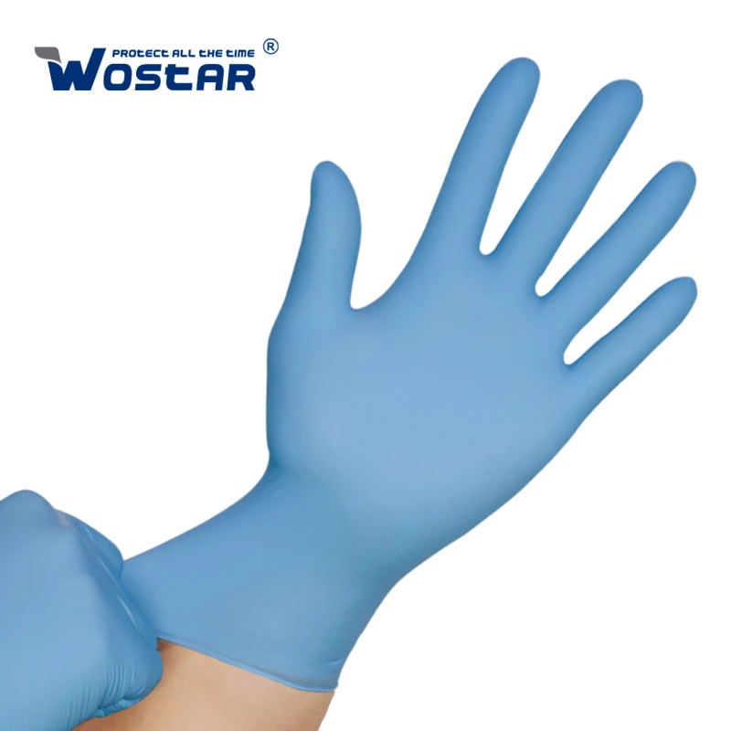 Nitril eldiven ev temizlik araçları Wostar bulaşık yıkama için su geçirmez yağa dayanıklı mutfak koruyucu tek kullanımlık eldivenler