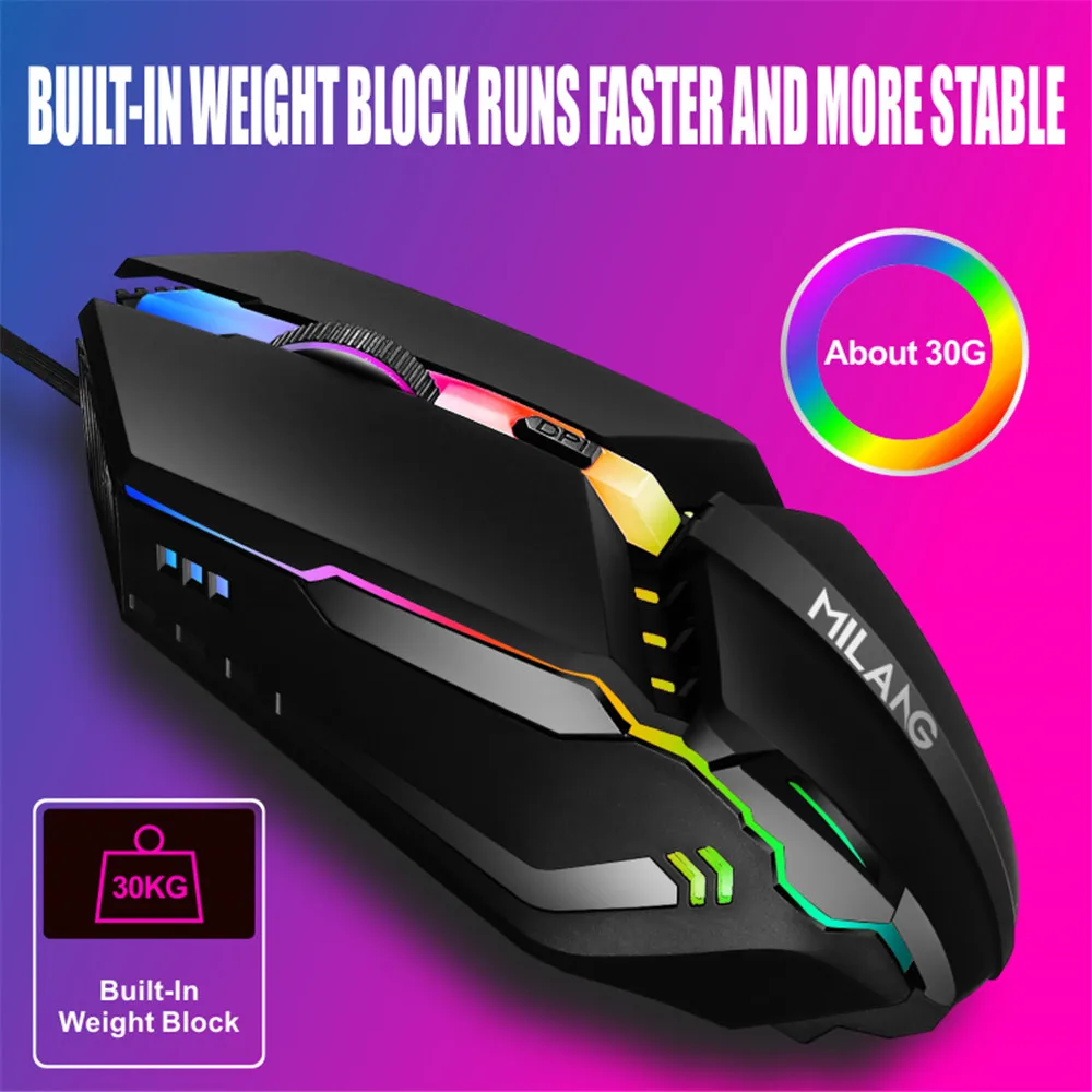 

M5 USB Mouse Gamer Wired Gaming Mouse RGB Silent Mouse 1600 DPI Ergonomic Mouse With LED Backlight 4 Button For PC Laptop